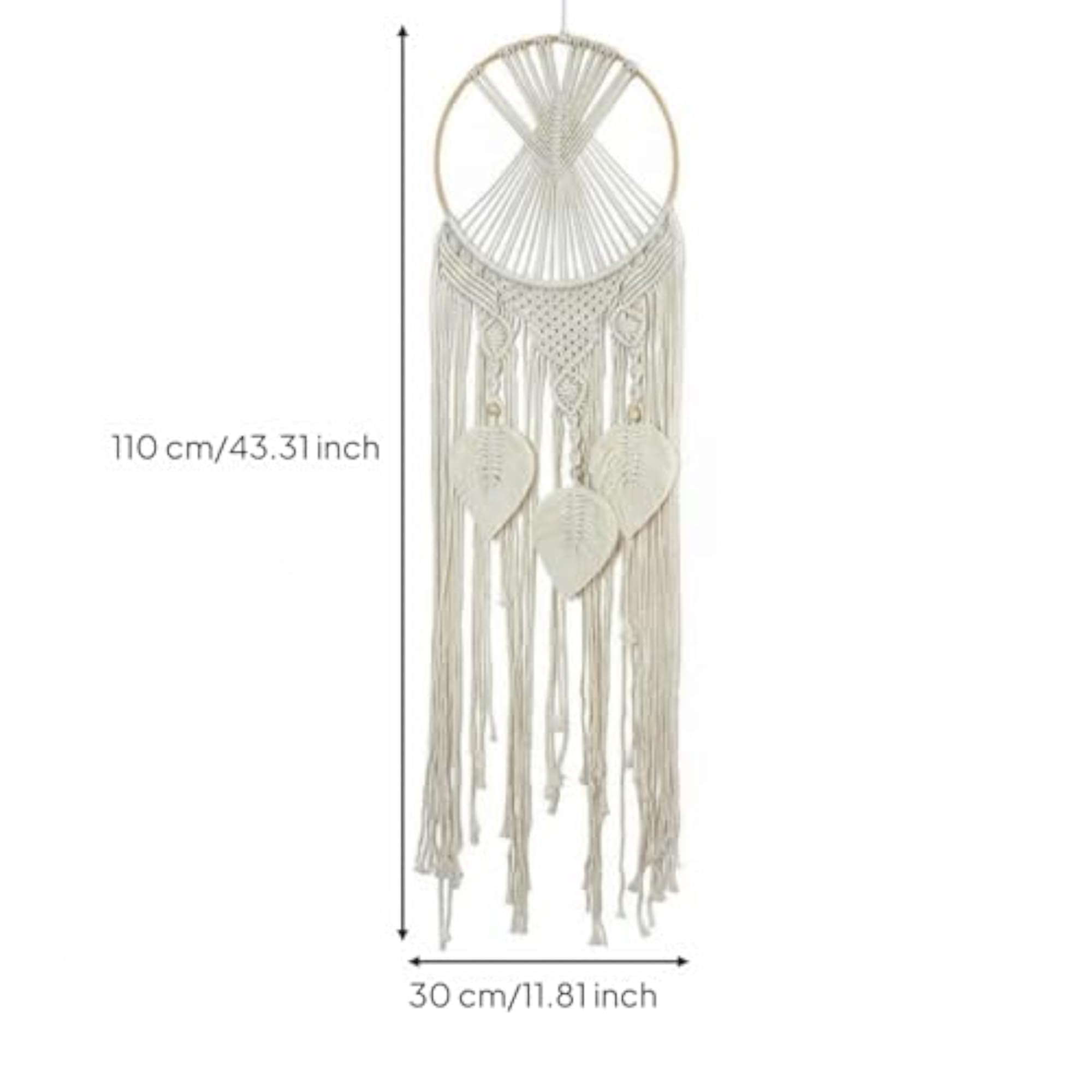 Handmade Boho Foliage Macrame Dream Catcher Wall Hanging