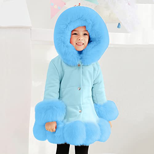 Little Girls Winter Fleece Coat Kids Hooded Faux Fur Jacket Winter Thick Down Coat Kids Warm Outwear for 1-11 Years3