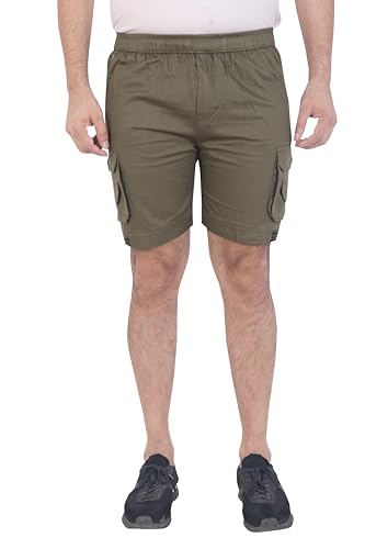 Image of Men Cotton Regular Fit Solid Short | 2 Zipper Pocket | 3 Button Pockets | Versatile Half Pants for Everyday -