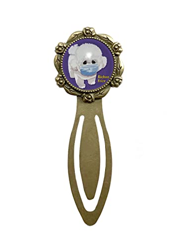 ビションフリーゼマスク紫 ブックマーカー 犬 クリップ イヌ ブックマーク しおり 犬