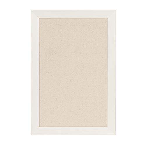 DesignOvation Beatrice Framed Linen Fabric Pinboard, 18x27, White