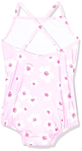 i play. by green sprouts baby girls One-piece Swimsuit With Built-in Reusable and Toddler Swim Diaper, Light Pink Large Blossoms, 0-6 Months US2