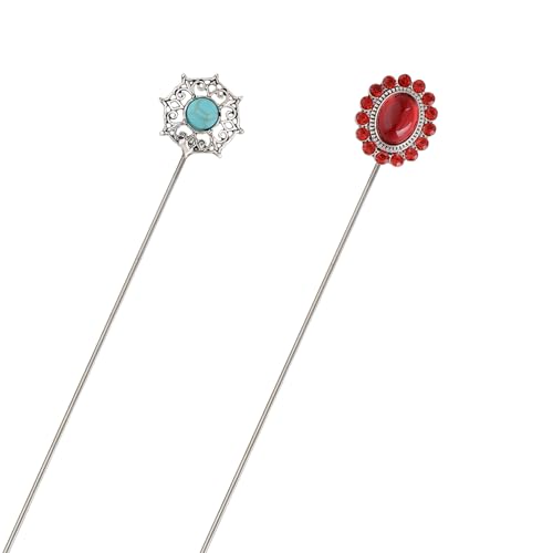 Image of Alilang 2Pcs Classic Hat Pins for Women and Lapel Brooch Set Vintage Style Decorative Stick Pins for Hats Suits Scarves Fitted Hats to Keep Hat in Place