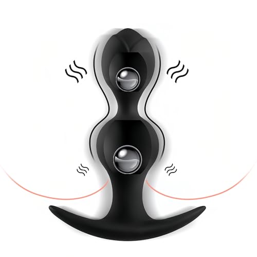 Image of Dual-Ball Anal Plug with Internal Rolling Beads - Enhanced Sensory Stimulation Through Vibrations on Impact - Body-Safe, Comfort-Fit & Unique Design for Ultimate Pleasure, Outdoor Wearable