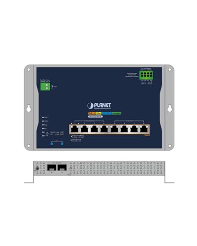 Image of Planet WGS-6325-8UP2X Industrial Flat Wall Mount L3 Managed 8 Ports 802.3bt PoE++ Switch, 4x 2.5G + 4x Gigabit 95W PoE++, 2x 10G SFP+, 480W PoE Budget, ERPS, 1588 PTP, Modbus TCP, MQTT