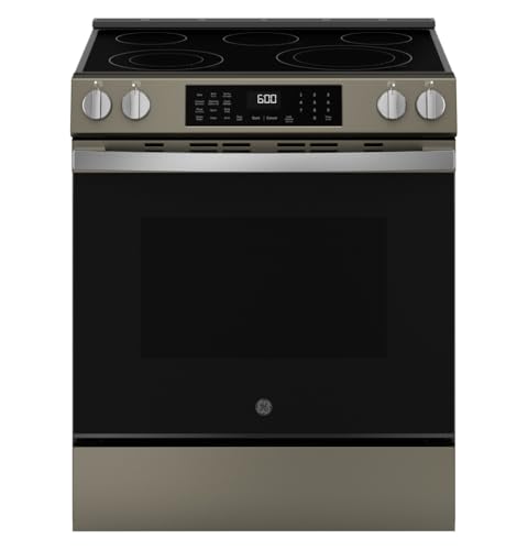 GE Slate Electric Convection Range with Steam Cleaning & EasyWash Oven Tray