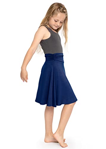 Stretch Is Comfort Girl's Knee Length Flowy Skirt Navy Blue Medium #TOP1