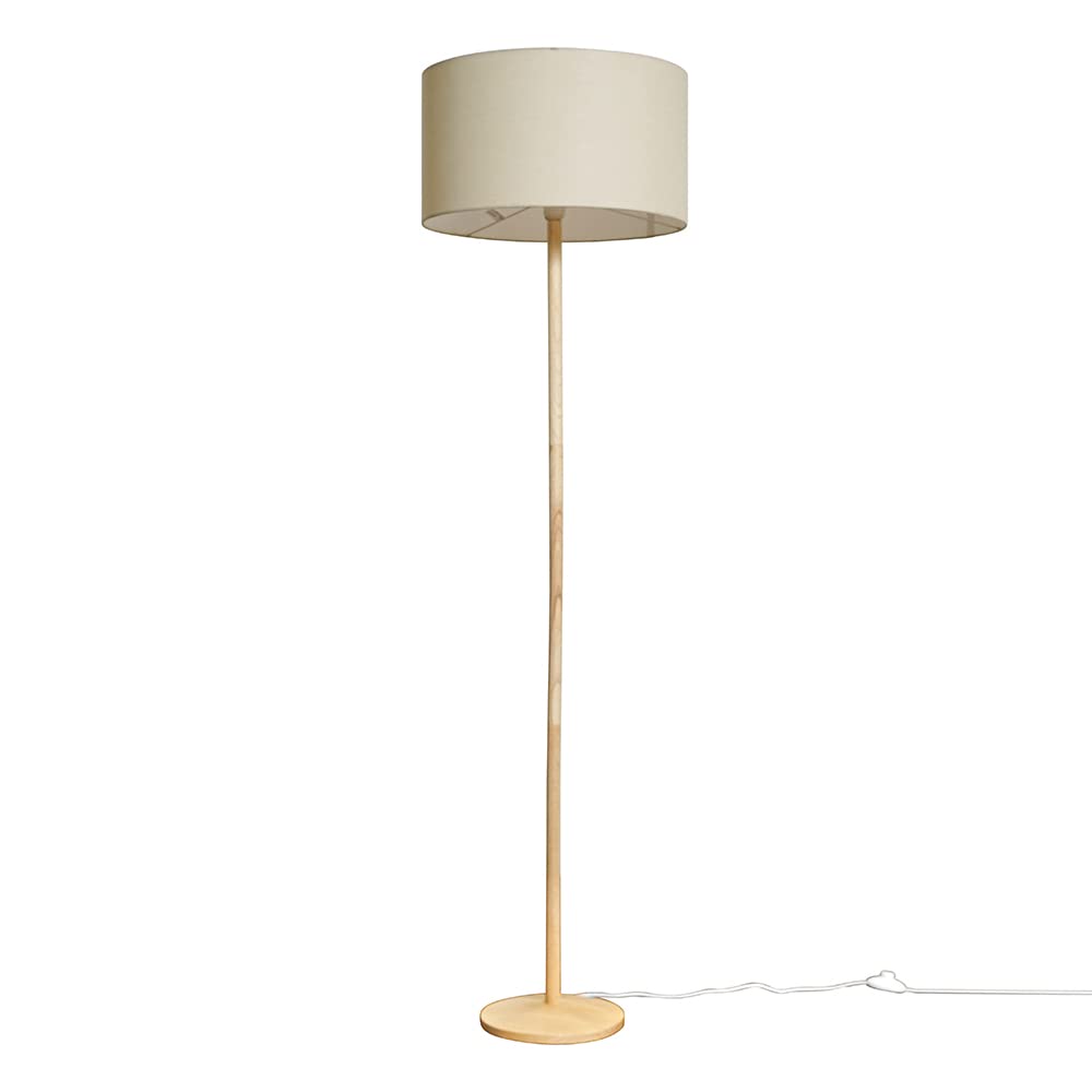 Single Stem Natural Wood Floor Lamp with a Beige Drum Shade | Floor Lamps & Torchieres, Home Décor, Improvement & Lifestyle Essential