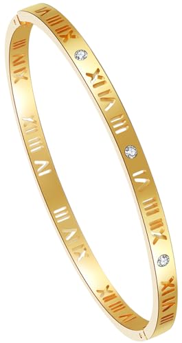 Tidefire Stainless Steel & Titanium Steel Bracelet - 18K Gold Plated Heart & Star Bangle Bracelet