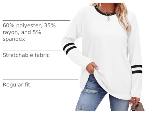 Image of Sampeel Long Sleeve Shirts for Women Color Block Casual Tops Fall Outfits 2026 Basic Tees Trendy Spring Clothes
