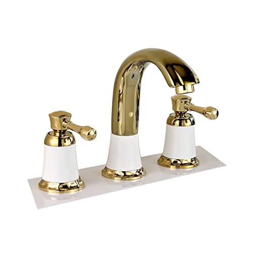 Robinet lavabo 3 trous créez une salle de bains d'exception mitigeur évier or jaune 8 pouces