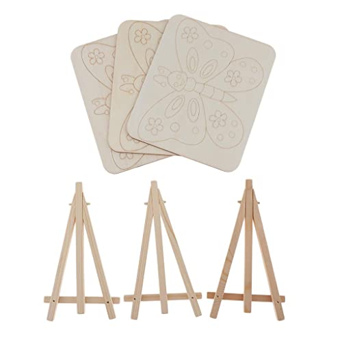 menolana 3 conjuntos de cavalete infantil de madeira para desenho de pintura de esboço DIY - Borbole