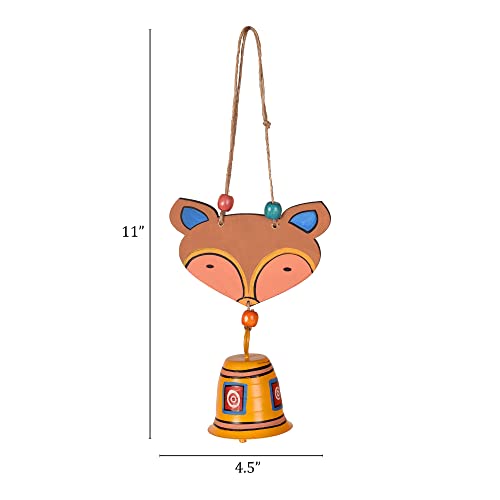 Image of Aakriti Art Creations Foxy Brown Wind Chime | Handmade Modern Art Wooden & Metal Wind Chime | Matte Decorative Wind Chimes for Balcony, Garden, Living Room & Gifting