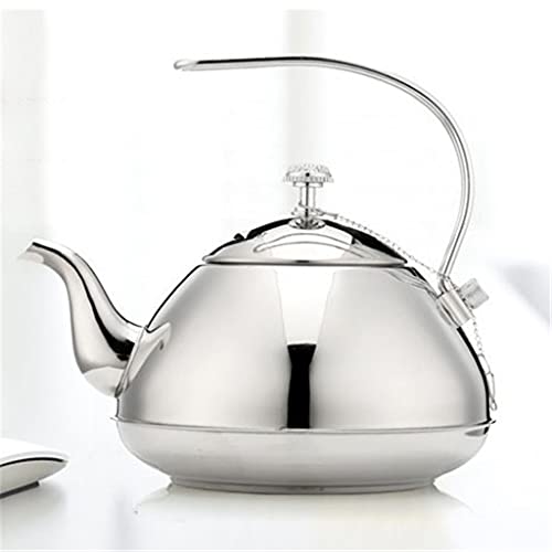 Large Capacity Thickened Stainless Steel Gold Teapot Coffee Pot Kettle With Brewer Filter Coffee Pot Kung Fu Tea Set Teapot (Color : Silver Size : 1.5L) Yubin1993 (Color : Silver, Size : 1.5L) #TOP23