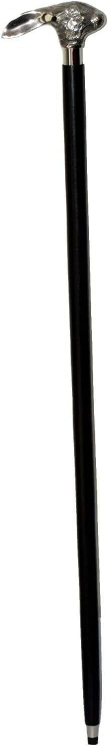 Silver Rabbit Head Handle Wooden Walking Stick Cane Design Beautiful Gift
