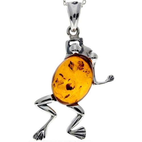 Pendentif grenouille ambre de la Baltique argent sterling bijoux porte-bonheur 1862