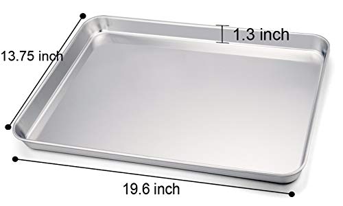 Teamfar Baking Sheet, 20’’×14’’×1’’, Cookie Sheet Half Sheet Baking Pans Stainless Steel, Non Toxic & Healthy, Heavy Duty & Thick Gauge, Mirror Finish & Dishwasher Safe - 2 Piece #TOP1