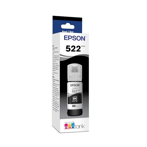 EPSON 522 EcoTank Ink Ultra-high Capacity Bottle Black (T522120-S) Works with EcoTank ET-2720,...