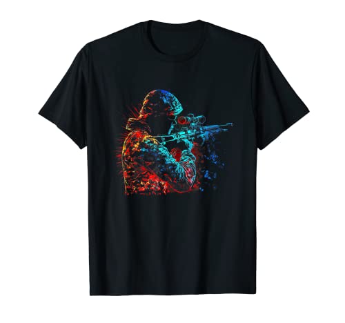 Hunter Hunting Commando Army Retro Hunting Rifle Sniper Camiseta