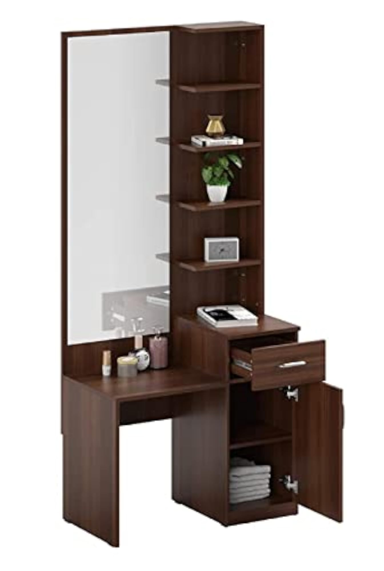 Engineered Wood Dressing Table Mirror with Storage