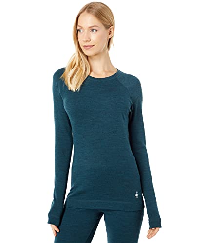 Smartwool Women's Classic Thermal Merino Base Layer Crew Twilight Blue Heather Small