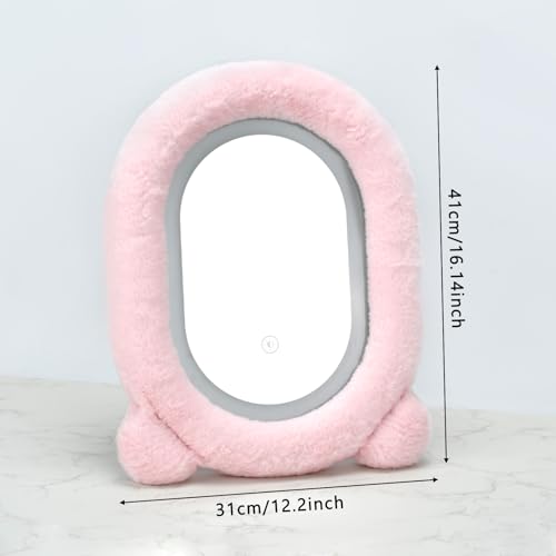 Espejo de maquillaje iluminado 12x16 pulgadas ovalado rosa miniatura 3