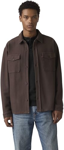 Image of Levi's Men's Overshirt Bayview Soft Worker in Cotton with Chest Pockets, Brown (Dnu Garment Dye Dark), XL
