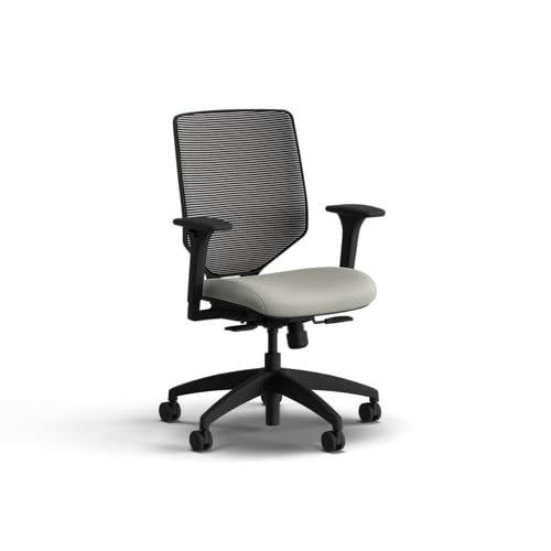 Image of HON Solve Office Chair, Ergonomic Office Chair Mesh Back Support, Adjustable Lumbar Support, Height Adjustable Arms, Black Frame, Fog