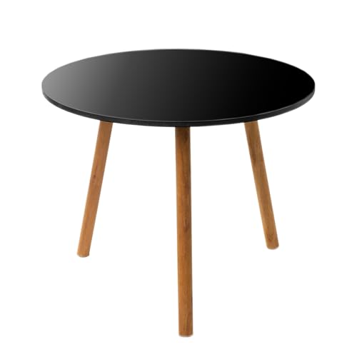 Spetebo Holz Beistelltisch oval schwarz - 45 x 35 cm - Deko Couchtisch mit 3 Beinen - Sofatisch Kaffeetisch Blumenhocker Pflanzenständer rund