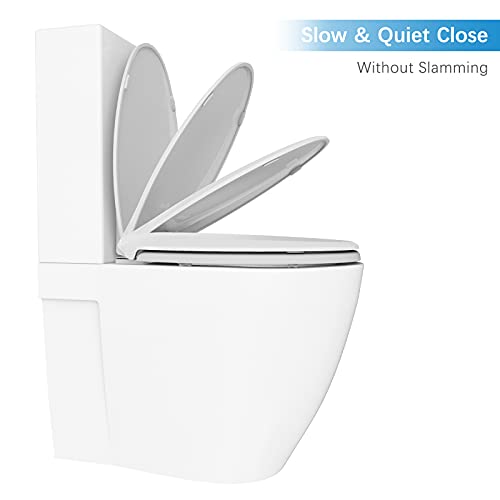 Elongated Toilet Seat Soft-Closing | Universal Fit for Standard Toilets | Thickened Durable PP Plastic with Quick Installation Hinge | Easy-Clean Surface