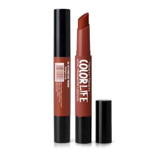 Image of TEEN TEEN Color Life Nontransfer Crayon Lipstick |Matte Finish with Built-in Primer |Waterproof & Long Lasting Lip Color |Smudge-Proof, Fade-Resistant Formula |Combo Color (Forever Trend, Pink Violet)