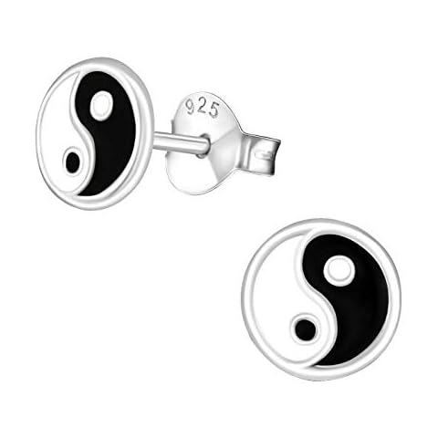 Yin Yang Studs 7 mm - 925 Sterling Silver yin Yang Ear studs Earrings Cover