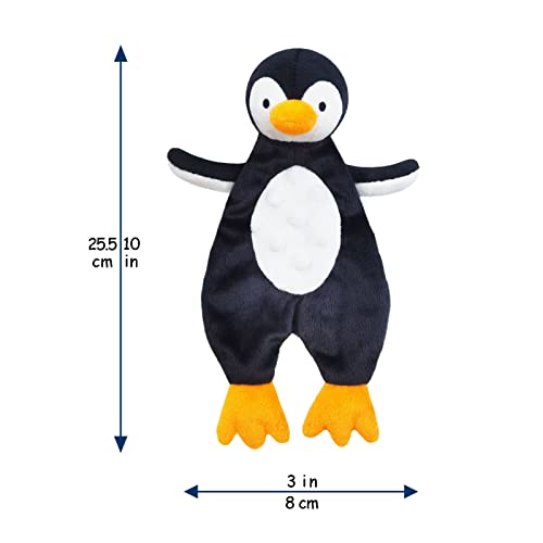 Image of Baby Black Penguin Soft Stuffed Animal Security Blanket, Plush Penguin Character Lovey Blanket, Baby Shower /Nursery Gift, Newborn Infant Toddler Snuggle Blankie for Boys Girls, 10 Inches