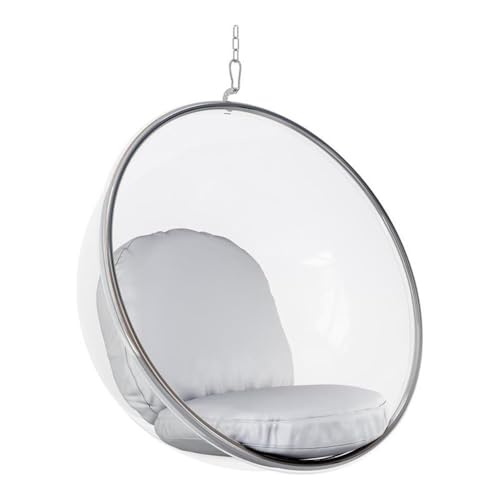 Sillón burbuja colgante vinilo plateado