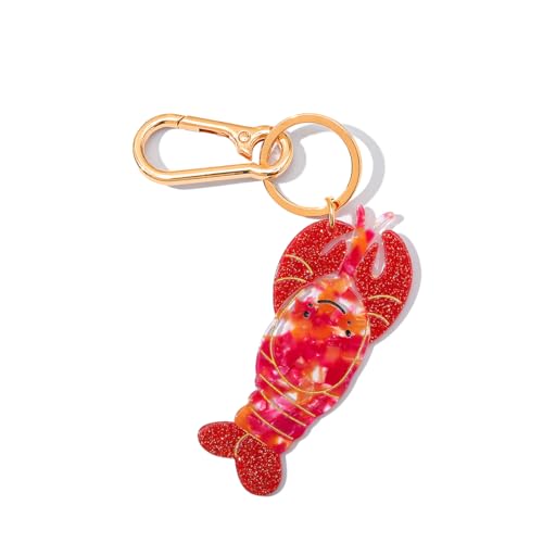 Seahorse Bag Charm & Keychain - Acetate Seahorse with Gold-Tone Metal Ring & Lobster Clasp