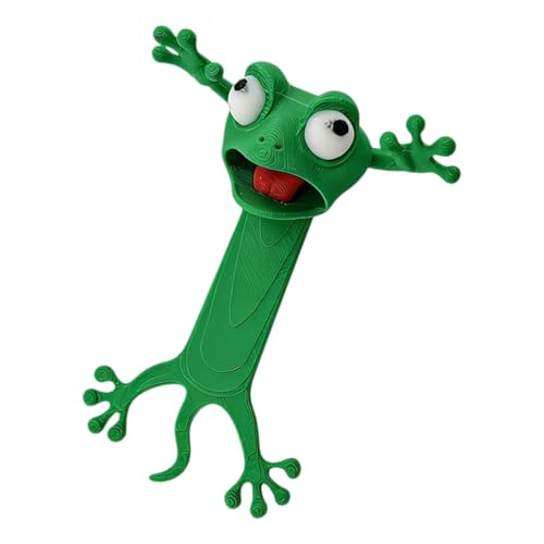 Funny Bookmarks - 3D Frog Bookmark | Cute Reading Accessories PVC Material Cartoon Design Fun Reading Page Saver for Students, A