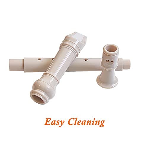 2-Piece Soprano Recorder Instrument for Beginners German Style C Key 8 Hole Descant with Clean Rods 2 Storage Cases (White+White)