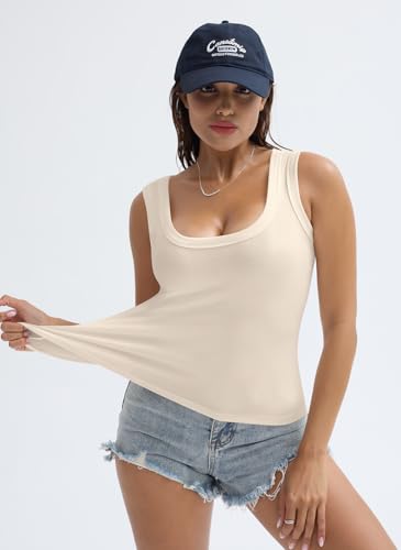 Image of SVALIY Summer Womens Tank Tops 2026 Square Neck Fitted Sleeveless Shirts for Women Ribbed Basic Top