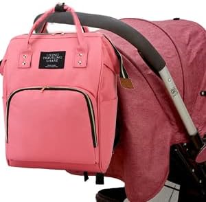 Miniatura 8 de Bolsa de pañales con bolsas organizadoras, bolsas de pañales multifunción para el cuidado del bebé, mochila de viaje de gran capacidad, rosa