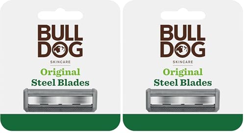 Bulldog Skincare Original Men's Razor Refills, With 5 Tempered Steel Blades on Each of the Four Refill Blades, Works With All Bulldog Reusable Razor Handles, 8 Pack