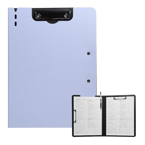 FRETONBA クリップボードフォルダ a4 バインダー 二つ折り ダブルクリップ 1.8mm厚板 書きやすさ 薄型 会議パッド 防水ファイル保護 折り畳み式 ティーチング用 書類ホルダー おしゃれ 軽量 パープル