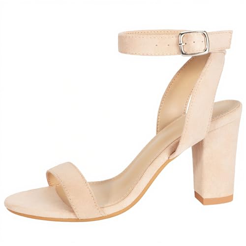 Image of ZriEy Clear Block Sandals Chunky Heels for Women 3.35 Inch Open Toe Adjustable Ankle Strap Pump Sandals for Weddings Parties Daily Wear