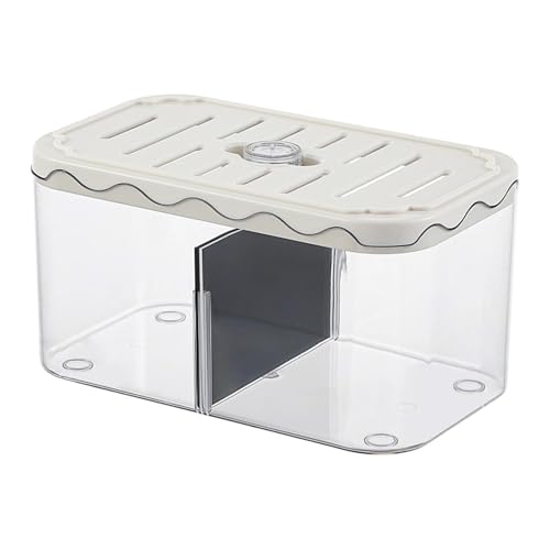 FJMQHU Tabletop Fish Tank Aquarium Breeder Box Nursery Tank Versatile with Removable Divider Box for Betta Indoor Desk, White