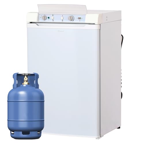 Smad Nevera Congelador Gas (85L+15L), Butano 12V 240V, Nevera Camping Trivalente para Furgoneta Camper, Mobil Home, Garaje, Casas Rurales, Caravana, Puerta Reversible, Silencioso, Blanco