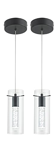 Bestwest Black Pendant Light, Glass Pendant Light Kitchen Island Pendant Light Fixtures, Modern Island Light With Bubble Glass For Kitchen, Dimmable Kitchen Chandelier Light Fixture (5W, 2 Pack) #TOP6