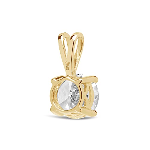 Everyday Elegance 14K Solid Yellow Gold Pendant Only | Round Cut Cubic Zirconia Solitaire | 1.0 Carat | With Gift Box #TOP3