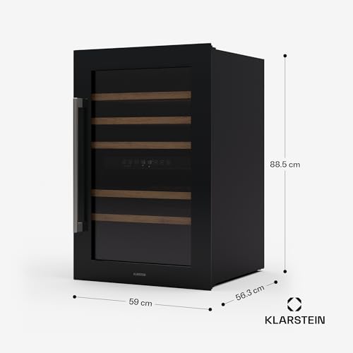 Klarstein Vinsider 57 Duo Weinkühlschrank 2 Zonen - 57 Flaschen, 5-22 °C, Leise 38 dB, Einbau, UV-Schutz Glas, Holzregale, Edelstahl, R600a 7 Klarstein Vinsider 57 Duo Weinkühlschrank 2 Zonen - 57 Flaschen, 5-22 °C, Leise 38 dB, Einbau, UV-Schutz Glas, Holzregale, Edelstahl, R600a