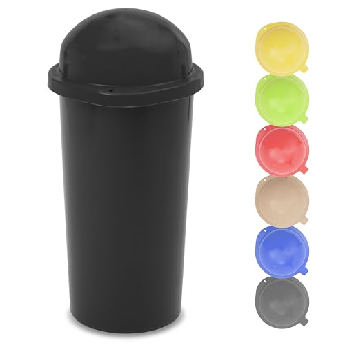 KUEFA HD 60L Müllsackständer, Mülleimer mit Scharnierdeckel und Klemm-Ring Gelber Sack, stabil, strapazierfähig, geruchsdicht, auslaufsicher, universell einsetzbar (Grau)