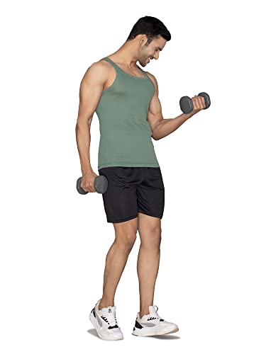 Image of XYXX Men's 100% Cotton Ribbed Regular Fit Solid Square Neck Vest | Anti Bacterial Finish, Racer Back Baniyan for Man, Tag Free Comfort Man's Inner