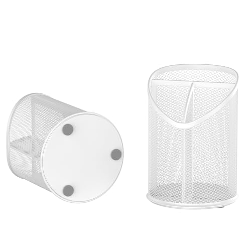 Image of Delifox 2 Pack Pen Holder Mesh Round Pencil (White)